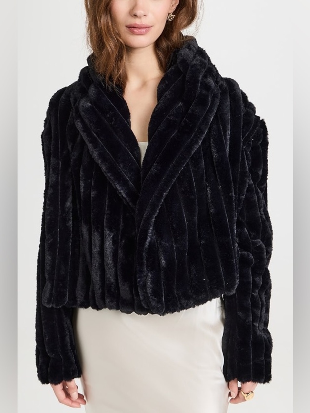 BlankNYC Revolve Night Life faux fur jacket extra small